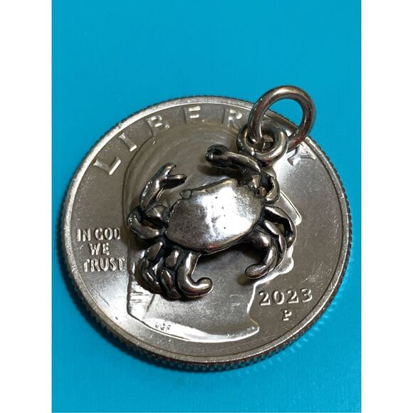 .925 Crab Sterling Silver Jewelry Charm #sea life - Picture 4 of 4